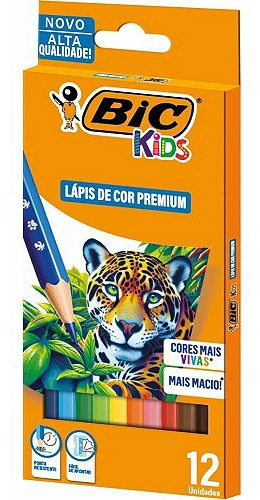 Caixa De Lapis De Cor Com 12 Cores Sextavado Bic Madeira Marcação Colorido