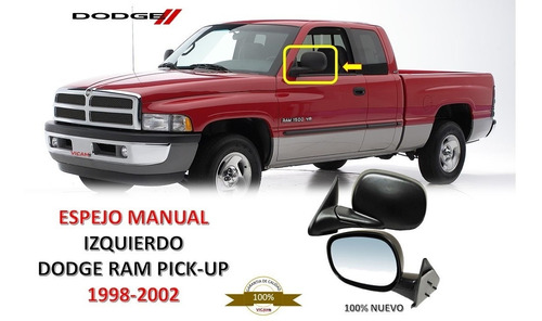 Espejo Dodge Ram Pick-up 1998-2002 Manual  Izquierdo