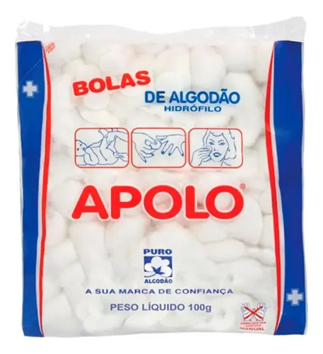 Algodão em Bolas Hidrófilo Apolo Pacote 100g