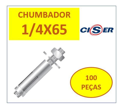 Chumbador C/prisioneiro Cba 1/4 X 65 Ac Zincado 100 Peças