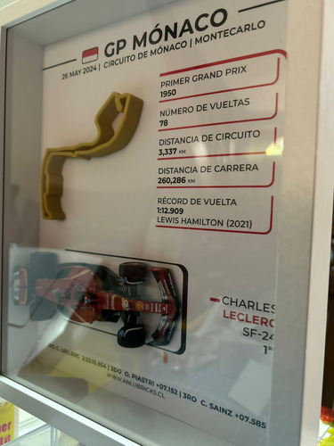 Cuadro Formula 1 Monaco 2024 Pista 3d Leclerc Ferrari F1