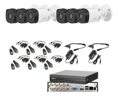 Kit 6 Cámaras 1080p Dahua Video Vigilancia Dahua Baluns