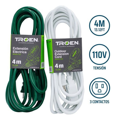 Extension Electrita Cable Grueso Troen 4m 