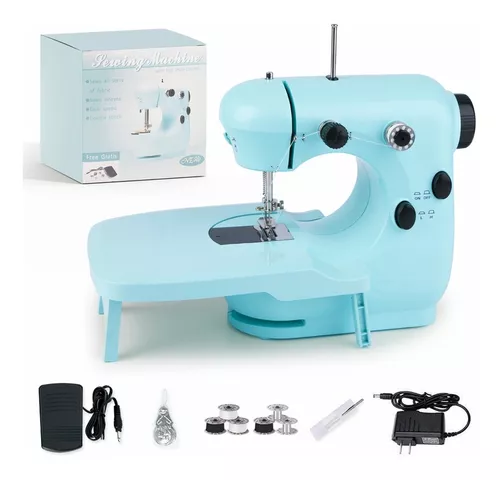 Máquina de coser portátil, 2 velocidades, 2 hilos, mini máquina de coser  para el hogar con luz para principiantes y niños