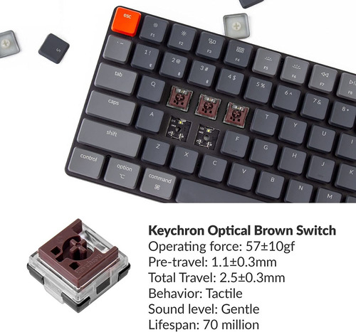 Teclado Keychron K3 V2, Mecánico, 84 Teclas, Inálambrico.og1