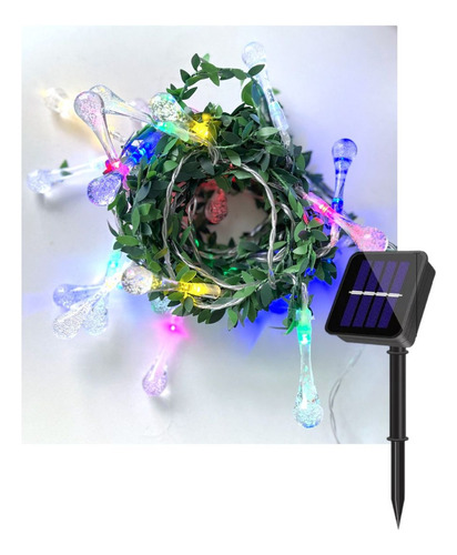 Guirnalda Solar Hojas Con Gotas 20 Led 4 Metros Color de las luces Colores