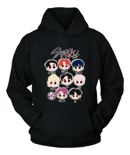 Sudadera Negra Stray Kids Chibi 01 K-pop Sudadera Capucha 