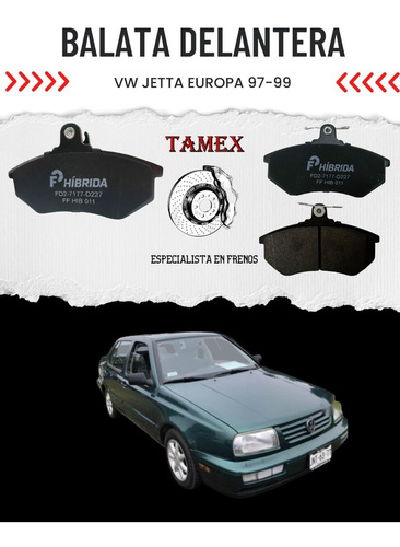 Balata Delantera Vw Jetta Europa 1999