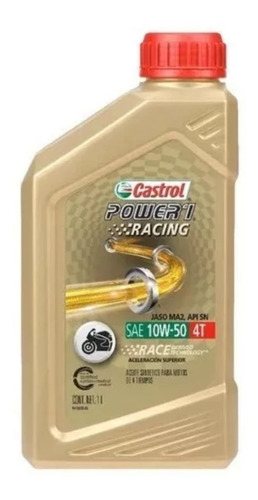 Aceite Sintético Castrol Power 1 Racing 4t 10w 50 Moto 1 Lt