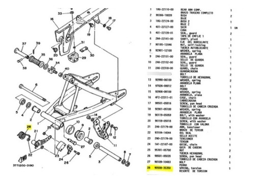 Resorte Tensor Original Yamaha Dt 125 Modelo 1992