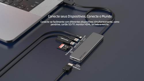 Wavlink Wl-uhp3407 Hub Usb-c 7 Em 1 30cm 5gbps