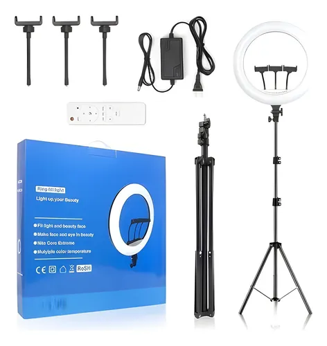 comprar Aro De Luz Profesional De 45 Cm + Tripode 2.1 Metros Estructura Negro Luz Blanco frío