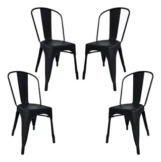 Silla de comedor DeSillas Tolix, estructura color negro mate, 4 unidades