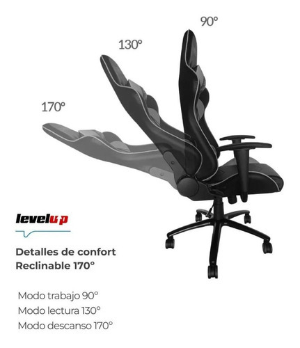 Silla Gamer Level Up Ares Reclinable Pc Negro Y Fucsia 1