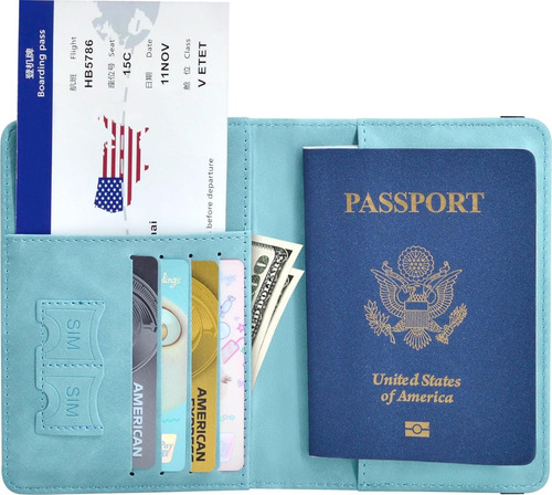 2 Porta Pasaporte Documentos Funda Protectora Viaje Con Rfid