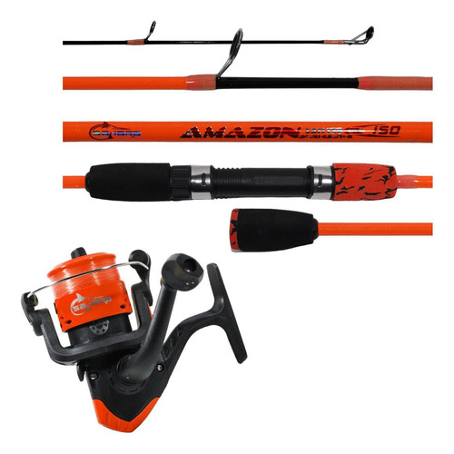 Kit Pesca Sahara Amazon Molinete + Vara 1,50m 8-12 Lbs