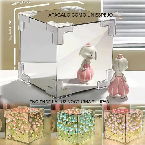 Lampara Led Tulipanes Infinitos 3d Mesa De Noche Para Armar