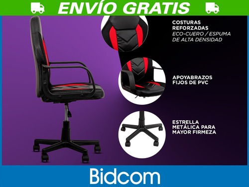 Imagen 3 de 9 de Silla Gamer Pc Escritorio Piccolo Gadnic Respaldo Cuero