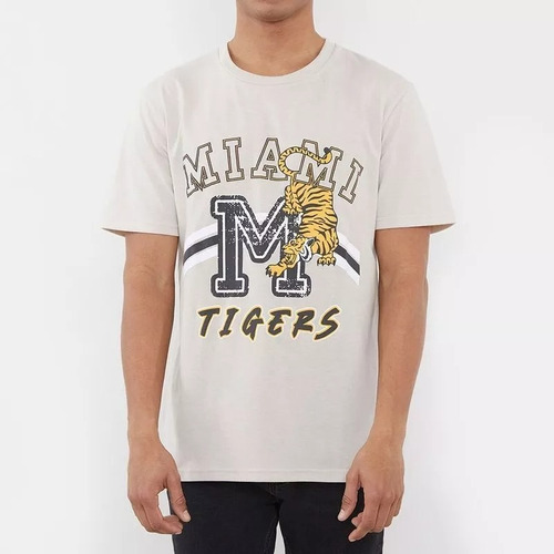 Polera Miami Tigers Beige Hombre De Algodón