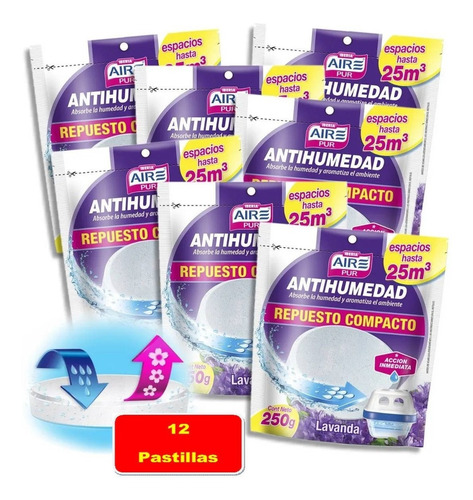 Antihumedad Repuesto Lavanda Aire Pur Pack X 12 Unidades