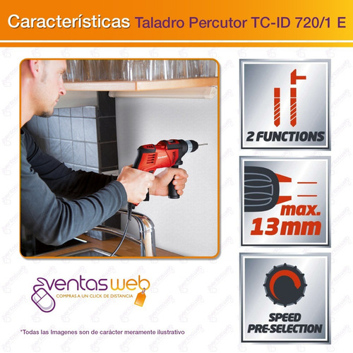 Imagen 3 de 7 de Taladro Percutor 720 W Electrico Autoajustable 13 Mm Einhell