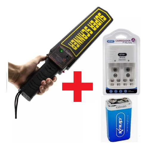Detector De Metais Portatil Alta Sensibilidade Metal Scanner Cor Preto