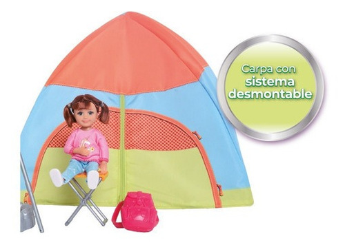 Imagen 5 de 8 de Muñeca Paloma Y Caro De Camping En Carpa Con Accesorios
