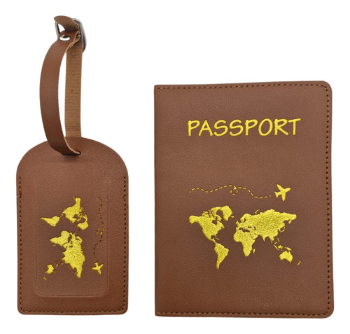 Kit Porta Passaporte Capa E Tag Identificador Bagagem Viagem