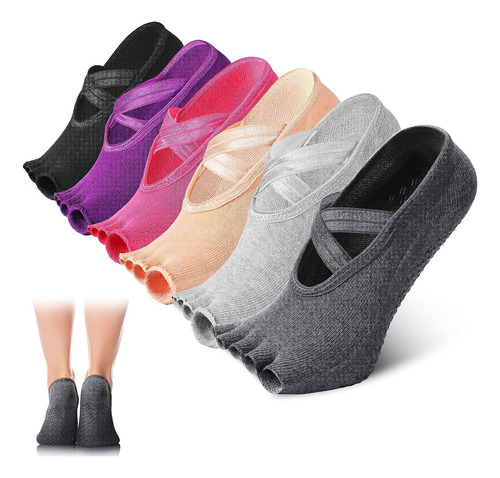 6 Pares De Calcetines Sin Dedos De Bailarina Five Toe Grip