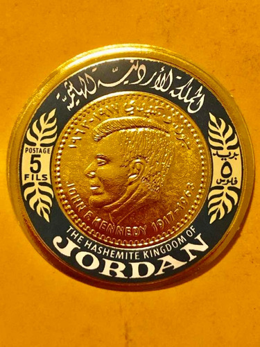 Interesante Timbre Reino Jordania Conmemorado A John Kennedy