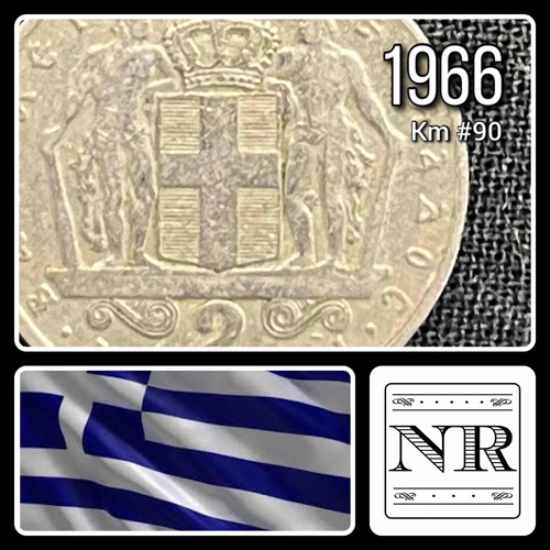 Grecia - 2 Dracmas - Año 1966 - Km #90 - Constantino Ii