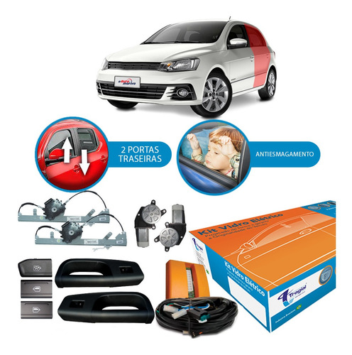 Kit Vidro Elétrico Vw Gol G7 2012 A 2022 2 Portas Tragial