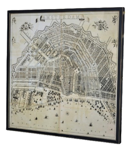 Cuadro Decoración Mapa De Amsterdam 60x60cm