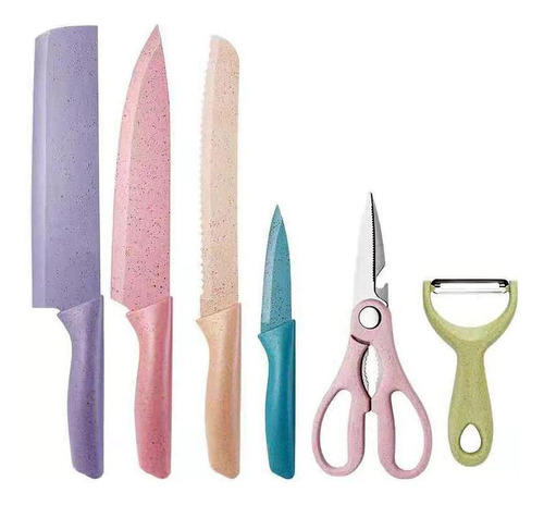 Set de cuchillos y cortadores de cocina de colores