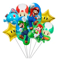 Comprar Globos decorativos para fiesta de Super Mario, 8 globos de Super Mario Bros, incluidos globos de aluminio con forma de hongo y estrella de Mario, etc. Globos para fiesta temática de Mario