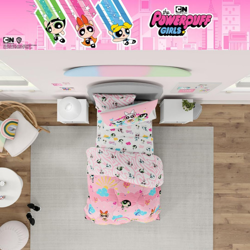 Juego De Edredón Y Sábanas Powerpuff Girls, Twin, 5 Piezas