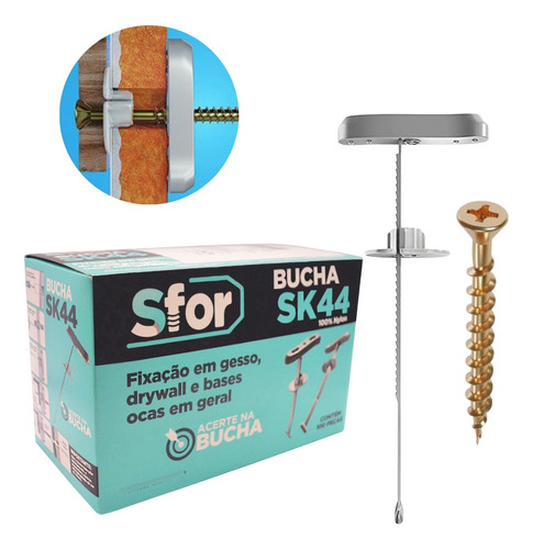 Kit Bucha Nylon Sk44 Parafuso Gesso Drywall Bloco 10pcs Sfor