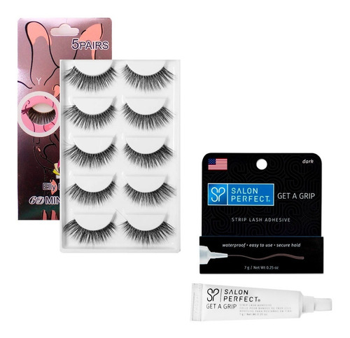 Set 5 Pares De Pestañas Reutilizables W06 + Pegamento Cvl
