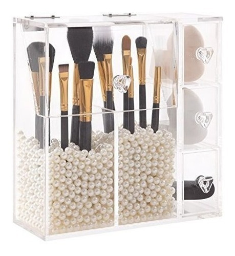 Organizador De Maquillaje Putwo Con 2 Portaescobillas Y 3 Ca