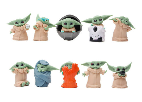 Star Wars Mandalorian Baby Yoda Grogu 10 Figuras En Bolsa 