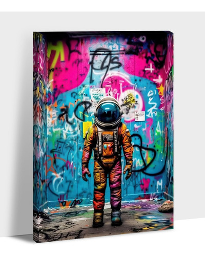 Cuadro Decorativo En Tela Canvas Astronauta Grafitti Art4