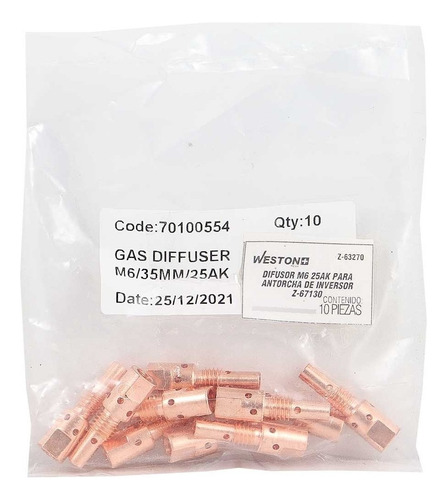 Difusor M6 25ak P/antorcha D/ Maq. Z-67130 P