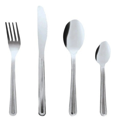 Set Cubiertos Yajad Hogar Acero Inoxidable Puntos 24 Piezas Color Gris