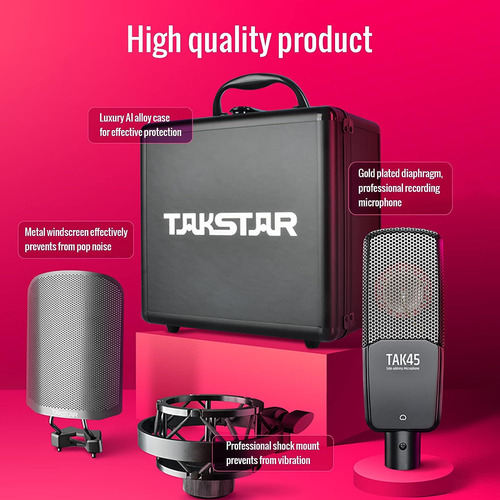 Micrófono De Grabación Takstar Con Diafragma Chapado En O...
