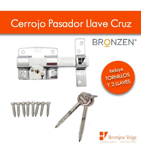 Imagen 2 de 9 de Cerrojo Pasador Llave Cruz Ref Premiun Superior Al Mejor! Ac