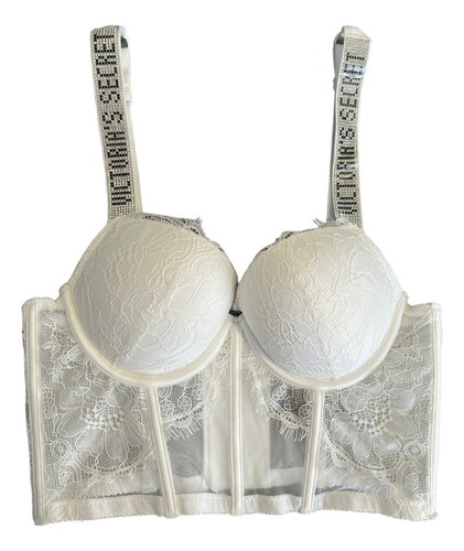 Bustier Encaje Push Up Victoria's Secret Tiras Brillantes 