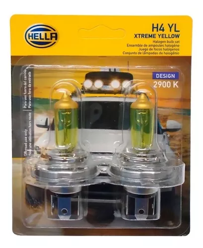 HELLA Bombilla amarilla H4 YL Xtreme (12V 60/55W), paquete de 2