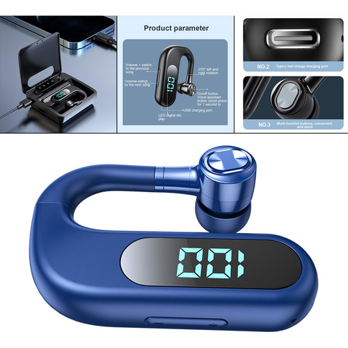 Auricular Bluetooth 5.2 Auricular Con Micrófono Azul