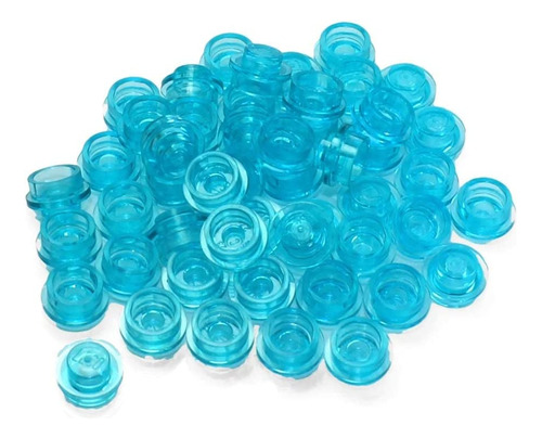 Lego Parts: 100 Platos Redondos De Color Azul Transparente 1