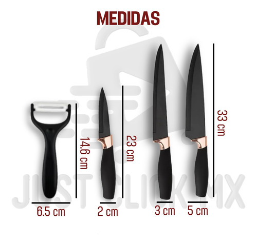 Set De Cuchillos Chef Basicos Premium Para Cocina Y Pelador